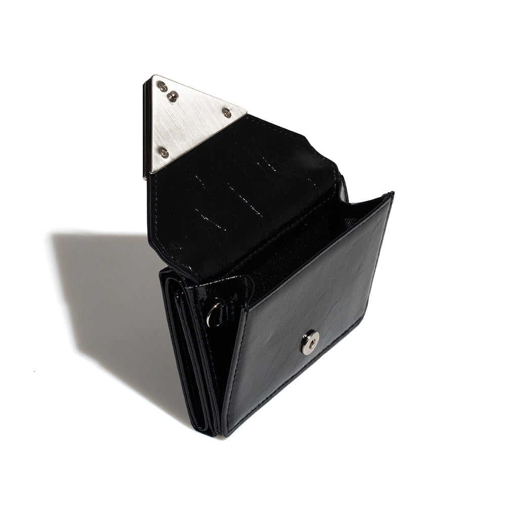 CRINKLE TRIANGLE TRIPLE WALLET (BLACK)