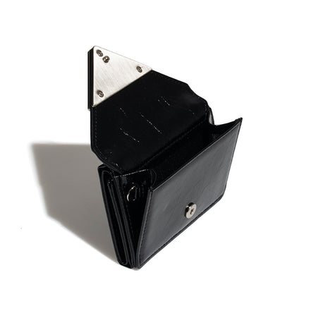 CRINKLE TRIANGLE TRIPLE WALLET (BLACK)