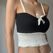 TH RIBBON LACE HALF TOP (BW)