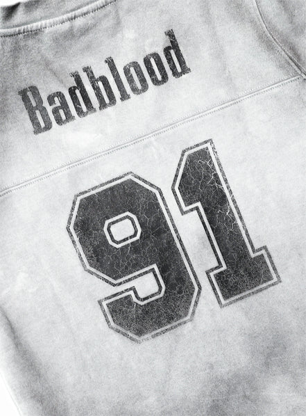 Bad Blood - 91 Crack Print V-Neck T-Shirt (White)