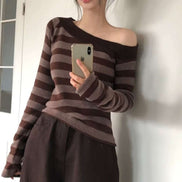 KR STRIPE AND OFF SHOULDER TOP (3 COLORS)