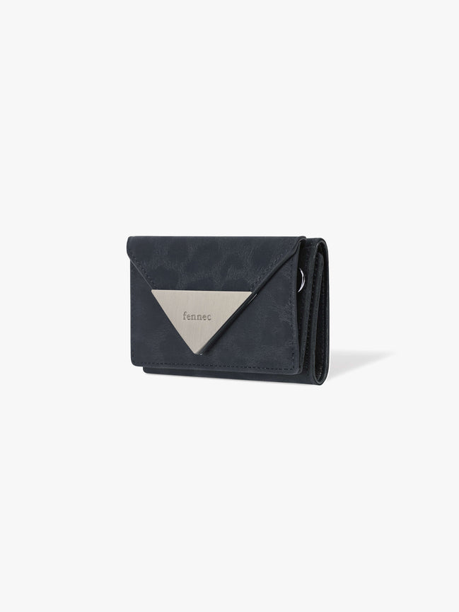 TRIANGLE TRIPLE WALLET (LEOPARD NAVY)