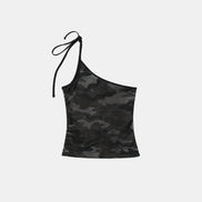 bad blood - Vintage Club One Shoulder Tank (Black Camo)
