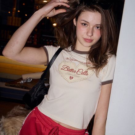bittercells - julie lace ringer tee (cream)