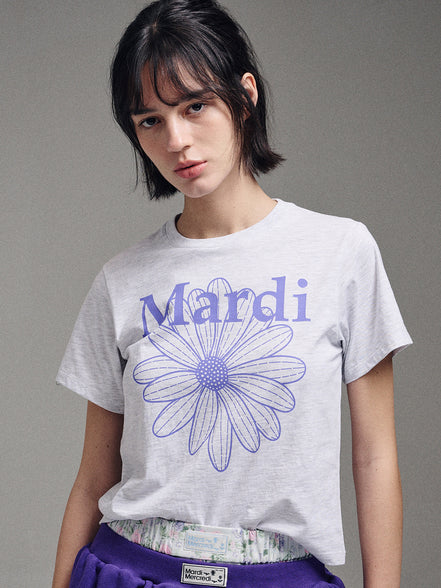 MARDI MERCREDI - SLIM TSHIRT FLOWERMARDI (HEATHER PURPLE)