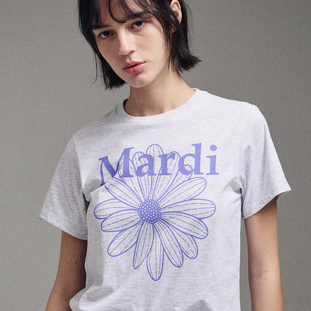 MARDI MERCREDI - SLIM TSHIRT FLOWERMARDI (HEATHER PURPLE)