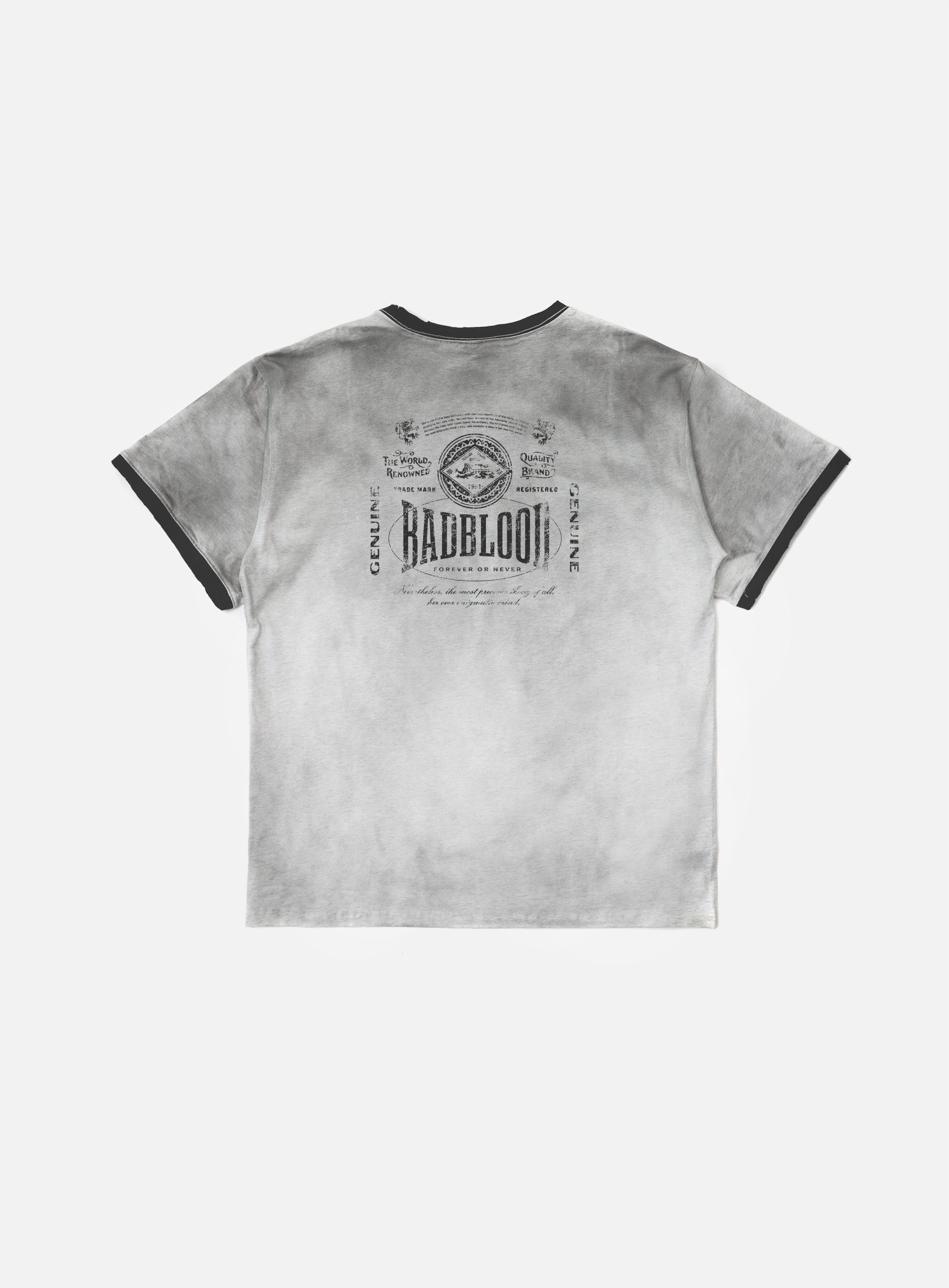 Bad Blood - Curved Logo Dusty Ringer T-Shirt (White)