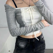 (現貨) KR TWO TONE LACE TOP (3 COLORS)