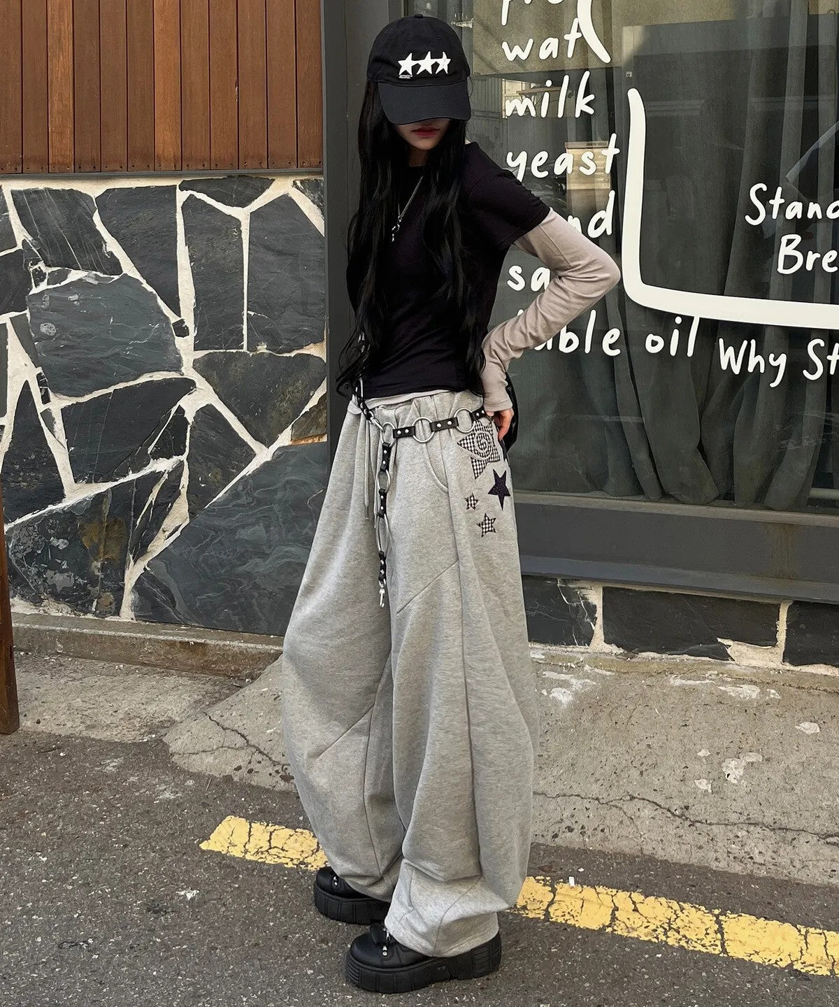 chicks - two stars pants (grey)