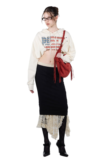 SCULPTOR - Glitter Flag Crop Hoodie (Raw)