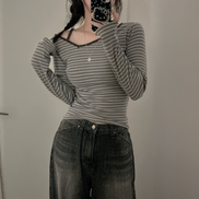 KR STRIPED ONE OFF SHOULDER TOP (4 COLORS)