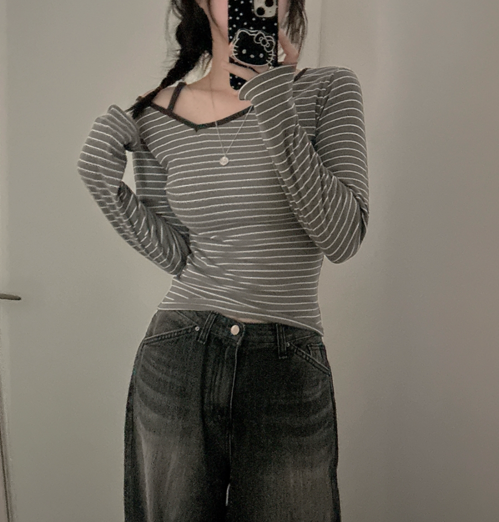 KR STRIPED ONE OFF SHOULDER TOP (4 COLORS)