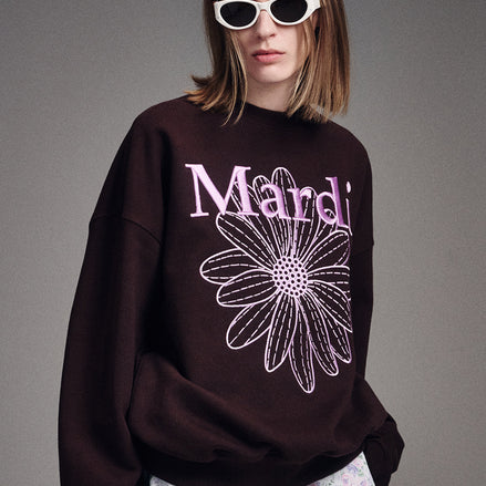 MARDI MERCREDI -  SWEATSHIRT FLOWERMARDI NEEDLEWORK (BROWN LAVENDER)