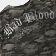 Bad Blood - crack print t-shirt (Green Camo)