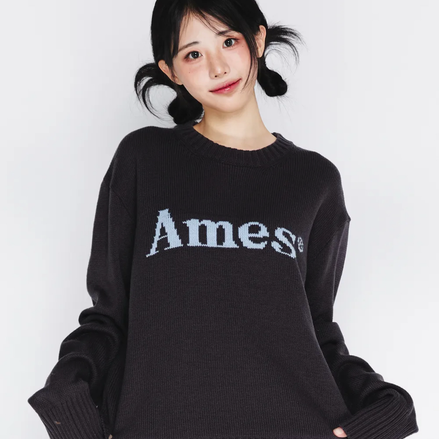[UNISEX] AMES - BASIC PULLOVER KNIT (CHARCOAL)