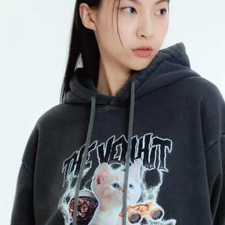 VENHIT - SPACE CAT HOODIE (CHARCOAL)