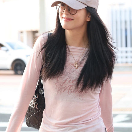 [jisoo同款] STAR WING SHEER LONG SLEEVE (PINK)