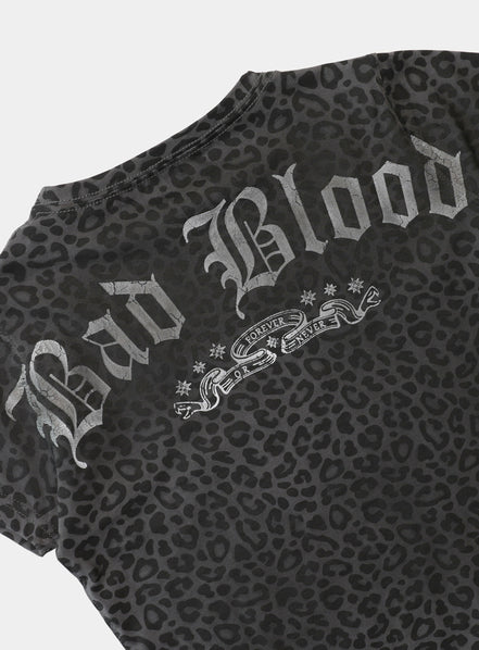 Bad Blood - crack print t-shirt (Black Leopard)