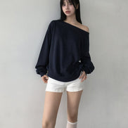 KR OFF SHOULDER OVERSIZED SWEATSHIRT (4 COLORS)