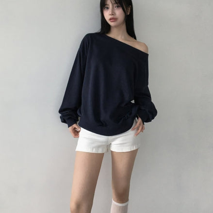 KR OFF SHOULDER OVERSIZED SWEATSHIRT (4 COLORS)