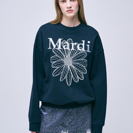 MARDI MERCREDI - SWEATSHIRT FLOWERMARDI NEEDLEWORK (NAVY LIGHTGREY)
