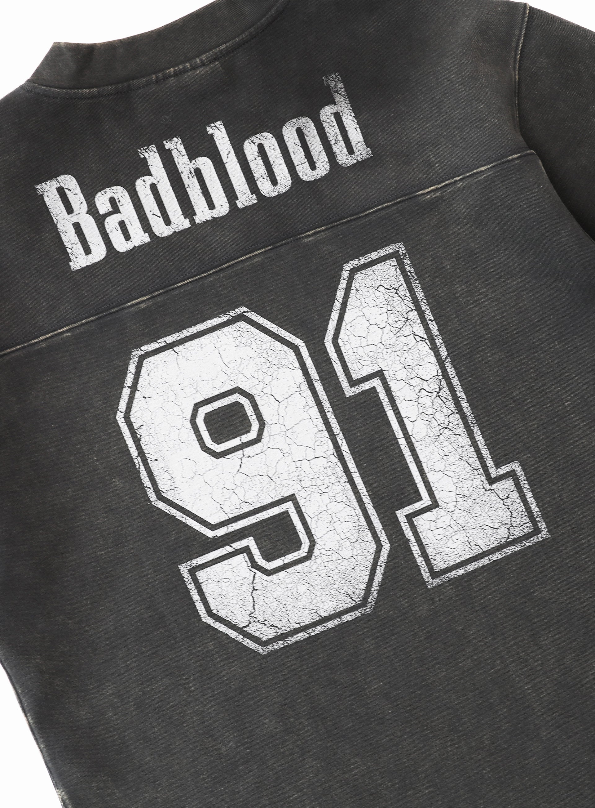 Bad Blood - 91 Crack Print V-Neck T-Shirt (Black)