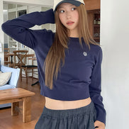 muahmuah - STITCH LOGO BASIC KNIT (NAVY)