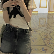 AEAE - FLASHED CATS EYE CROP T-SHIRTS [WHITE]