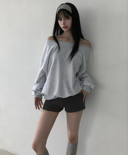 KR OFF SHOULDER OVERSIZED SWEATSHIRT (4 COLORS)