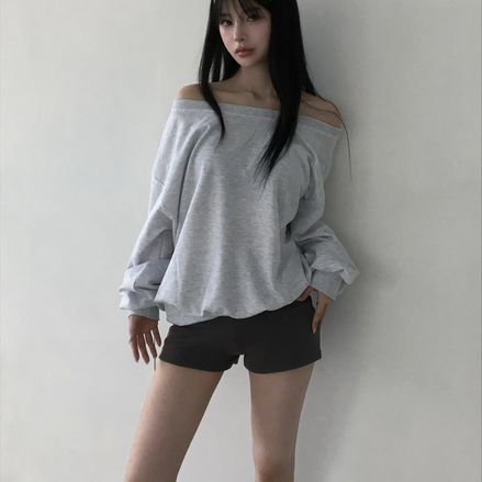 KR OFF SHOULDER OVERSIZED SWEATSHIRT (4 COLORS)