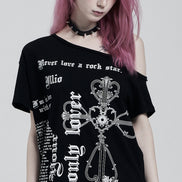 [KARINA同款] illio - LOVER ONE SHOULDER T-SHIRTS (BLACK)