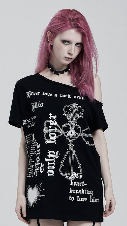 [KARINA同款] illio - LOVER ONE SHOULDER T-SHIRTS (BLACK)
