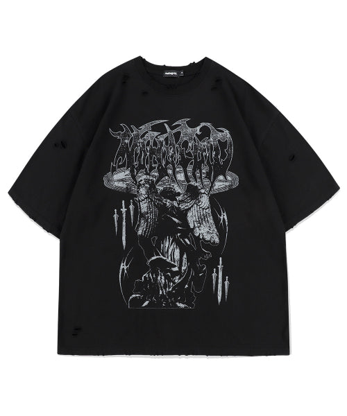 MAHAGRID - GOTH ANGEL DAMAGED TEE (BLACK)