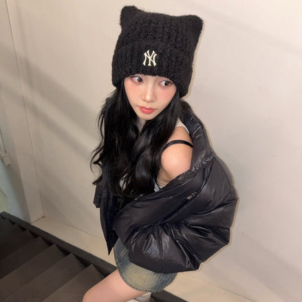 (KARINA同款) MLB CAT BEANIE (BLACK)