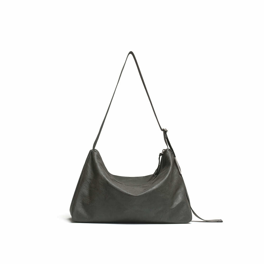LEATHER HOBO BAG (GREY)
