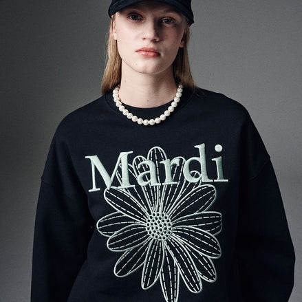 MARDI MERCREDI - SWEATSHIRT FLOWERMARDI NEEDLEWORK (BLACK MINT)