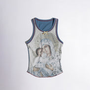 SCULPTOR - Maria Tear Drop Tank Top Dirty (Cream/Blue)