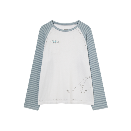 aeae x cinnamoroll - Stripe Knit Sleeve Tee (SKYBLUE)