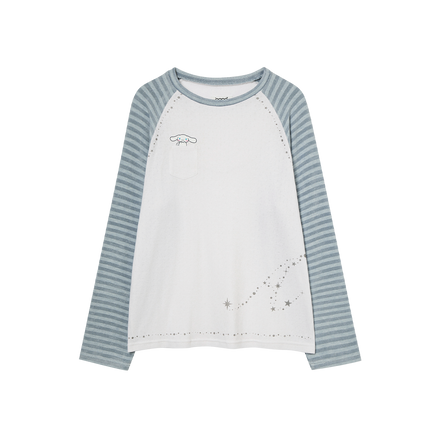 aeae x cinnamoroll - Stripe Knit Sleeve Tee (SKYBLUE)