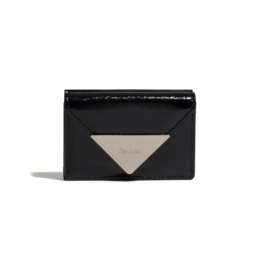 CRINKLE TRIANGLE TRIPLE WALLET (BLACK)