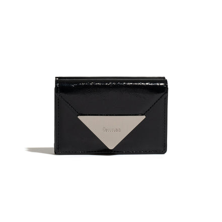 CRINKLE TRIANGLE TRIPLE WALLET (BLACK)