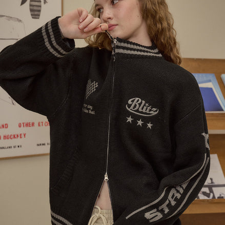 CPGN STUDIO - Blitz Knit Zip-Up Black (Black)