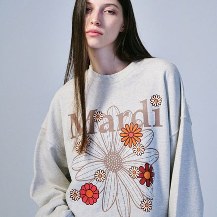 MARDI MERCREDI - SWEATSHIRT FLOWERMARDI BLOSSOM_OATMEAL TAUPE