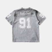 Bad Blood - 91 Crack Print V-Neck T-Shirt (Grey)