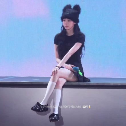 [winter同款] youhee - hairy cat beanie (black)
