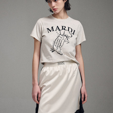 MARDI MERCREDI - SLIM TSHIRT SWING THE TAIL DDANJI (OATMEAL BLACK)