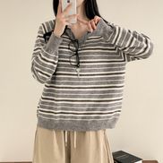 KR STRIPED COLLAR KNIT TOP (3 COLORS)