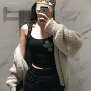 [WONYOUNG同款] illio - LEOPARD CROSS NECKLACE SLEEVELESS (BLACK)