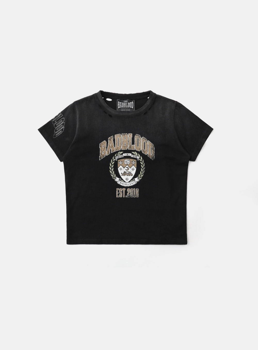 bad blood - Workshop Print Distressed T-Shirt (Black)