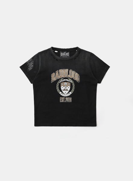 bad blood - Workshop Print Distressed T-Shirt (Black)